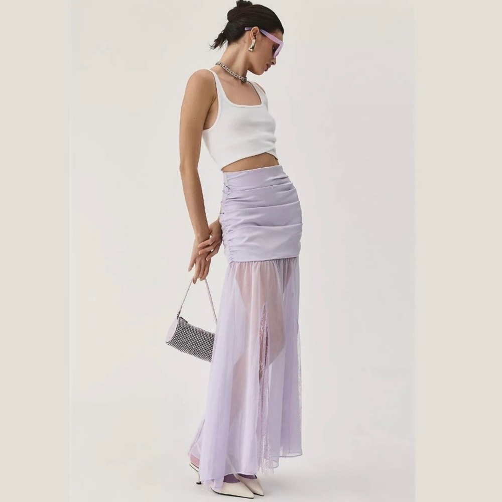NWOT Mare Mare Anthropologie Purple silk maxi skirt